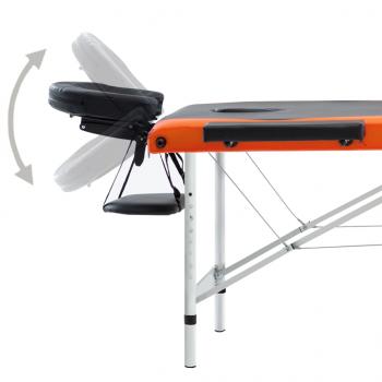 Massagetisch Klappbar 3 Zonen Aluminium Schwarz und Orange