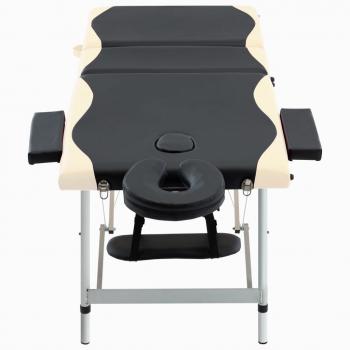 Massageliege Klappbar 3-Zonen Aluminiumgestell Schwarz Beige