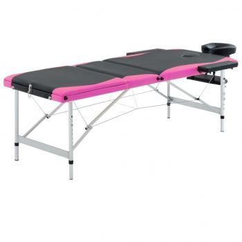 ARDEBO.de - Massageliege Klappbar 3-Zonen Aluminiumgestell Schwarz und Rosa