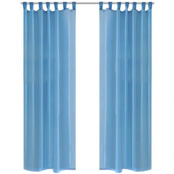 ARDEBO.de - 2 x Transparente Gardine Fertiggardine 140 x 225 cm türkis