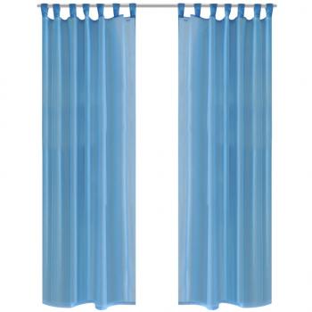 ARDEBO.de - 2 x Transparente Gardine Fertiggardine 140 x 245 cm türkis