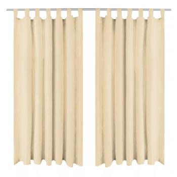 ARDEBO.de - Vorhänge aus Mikro-Satin 2 Stk. mit Schlaufen 140×175 cm Beige