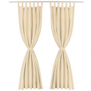 Vorhänge aus Mikro-Satin 2 Stk. mit Schlaufen 140×175 cm Beige