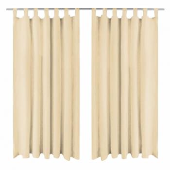 ARDEBO.de - Vorhänge aus Mikro-Satin 2 Stk. mit Schlaufen 140×225 cm Beige