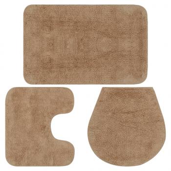 ARDEBO.de - Badematten-Set 3-tlg. Stoff Beige