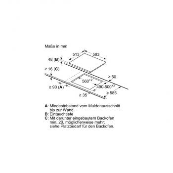 Bosch PKN645BA2E Serie 4 Autarkes Glaskeramik-Kochfeld, 60 cm breit, mit Rahmen aufliegend, Touch Select, schwarz