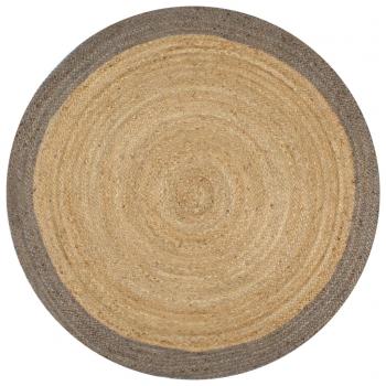 ARDEBO.de - Teppich Handgefertigt Jute mit Grauem Rand 120 cm