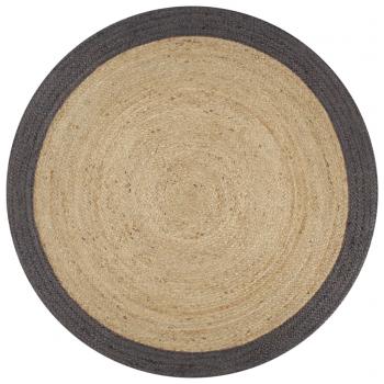 ARDEBO.de - Teppich Handgefertigt Jute mit Dunkelgrauem Rand 120 cm