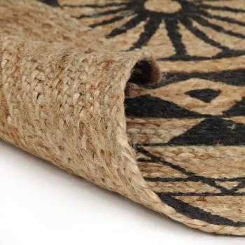 Teppich Handgefertigt Jute mit Schwarzem Aufdruck 150 cm