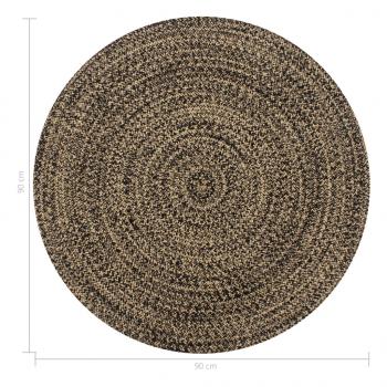  Teppich Handgefertigt Jute Schwarz und Natur 90 cm