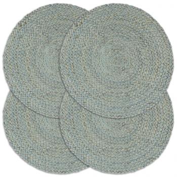 ARDEBO.de - Tischsets 4 Stk. Olivgrün 38 cm Rund Jute