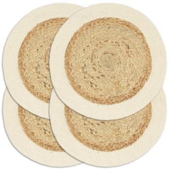 ARDEBO.de - Tischsets 4 Stk. Natur 38 cm Rund Jute und Baumwolle 