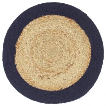 Tischsets 4 Stk. Natur und Marineblau 38 cm Jute und Baumwolle 