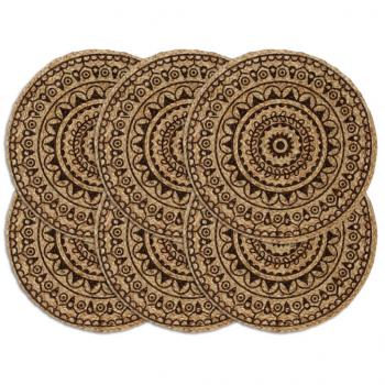 ARDEBO.de - Tischsets 6 Stk. Dunkelbraun 38 cm Rund Jute