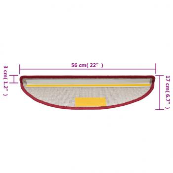 15 Stk. Treppenmatten Bordeauxrot 56 x 17 x 3 cm