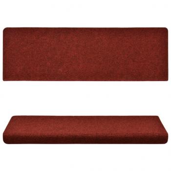 Treppenmatten 15 Stk. Nadelvlies 65x21x4 cm Rot