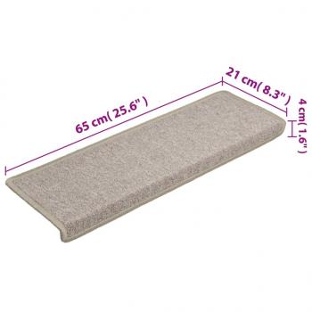 Teppich-Treppenstufen 15 Stk. 65x21x4 cm Taupe