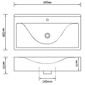 Luxus-Waschbecken Keramik Rechteckig Schwarz mit Hahnloch 60x46 cm