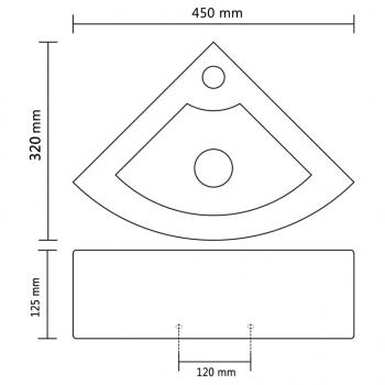 Waschbecken mit Überlauf 45 x 32 x 12,5 cm Weiß