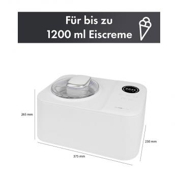 Clatronic ICM 3784 Eiscreme-Maker, 1200 ml, 3 Programme, vollautomatischer Kühlung, weiß (263982)