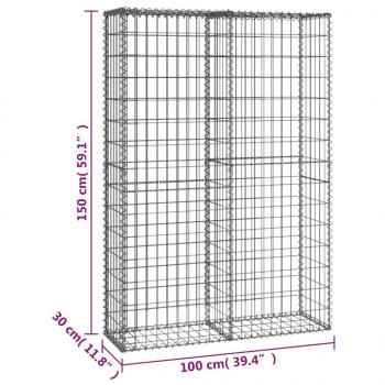 Steinkorb Gabione mit Deckeln Verzinkter Draht 150×100×30 cm 