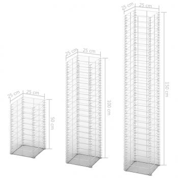 Gabionen-Set 3-tlg. Verzinkter Draht 