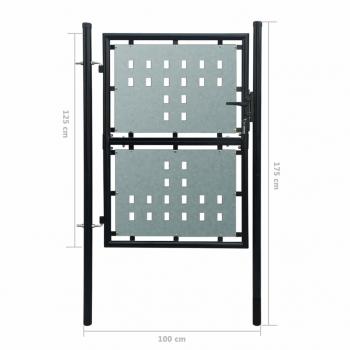 Zauntor (Einzeltor) Schwarz 100x175 cm 