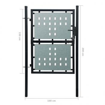 Zauntor (Einzeltor) Schwarz 100x200 cm 