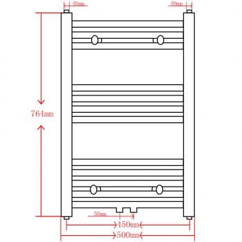 Handtuchheizkörper Warmwasser Gerade Grau 500x764 mm