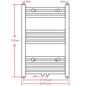 Handtuchheizkörper Warmwasser Gerade Schwarz 500x764 mm