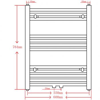 Handtuchheizkörper Warmwasser Gerade Schwarz 600x764 mm