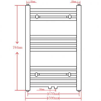 Handtuchheizkörper Warmwasser Gebogen Schwarz 500x764 mm