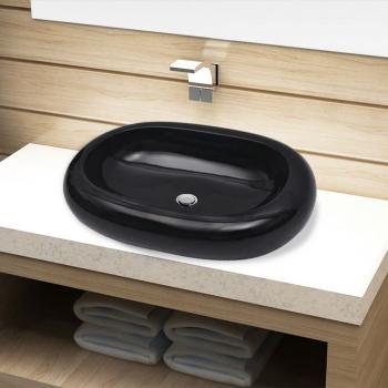 ARDEBO.de - Keramik Waschbecken schwarz oval