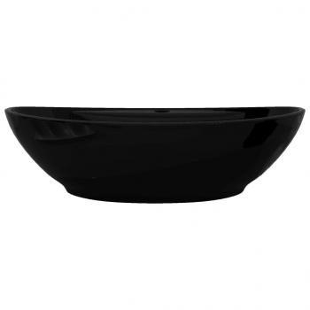 Keramik Waschbecken Hahnloch/Überlaufloch schwarz oval