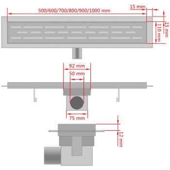 Duschrinne 630x140 mm Edelstahl Wellen-Design