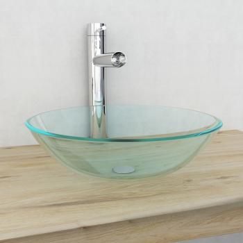 ARDEBO.de - Waschbecken gehärtetes Glas 42 cm transparent