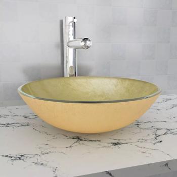 ARDEBO.de - Waschbecken Hartglas 42 cm Gold