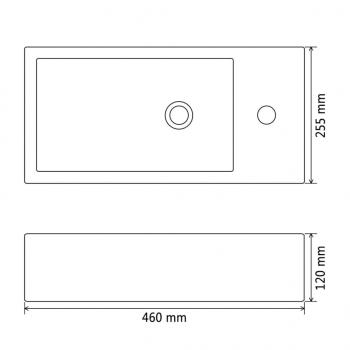 Waschbecken Rechteckig mit Hahnloch Keramik Weiß 46x25,5x12 cm