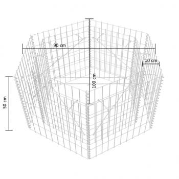 Sechseckiges Gabionen-Hochbeet 100×90×50 cm