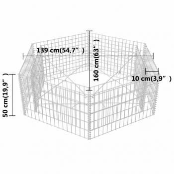 Sechseckiges Gabionen-Hochbeet 160×140×50 cm