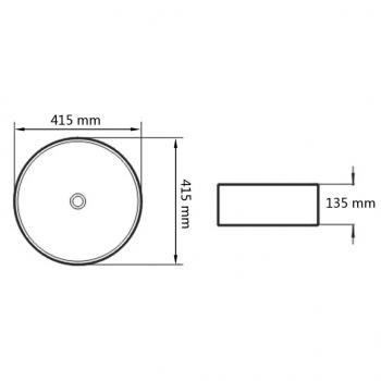 Waschbecken Keramik Rund Schwarz 41,5 x 13,5 cm