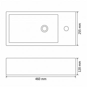 Waschbecken Rechteckig + Hahnloch Keramik Schwarz 46x25,5x12 cm