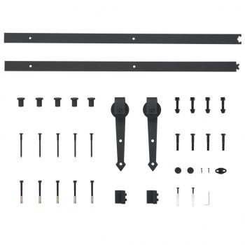 Schiebetürbeschlag-Set 183 cm Stahl Schwarz  