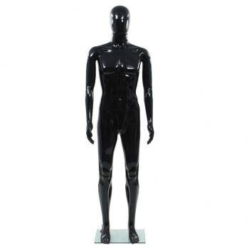 Männliche Schaufensterpuppe mit Glassockel Schwarz 185 cm 