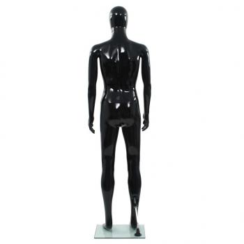 Männliche Schaufensterpuppe mit Glassockel Schwarz 185 cm 