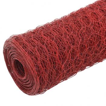 Drahtzaun Stahl mit PVC-Beschichtung 25x0,5 m Rot