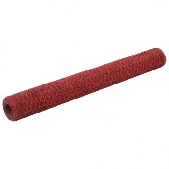 ARDEBO.de - Drahtzaun Stahl mit PVC-Beschichtung 25x1,2 m Rot