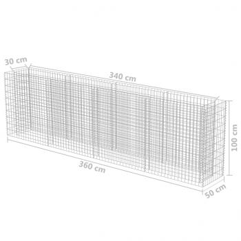  Gabionen-Hochbeet Verzinkter Stahl 360×50×100 cm