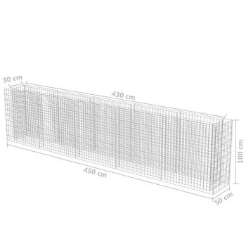 Gabionen-Hochbeet Verzinkter Stahl 450×50×100 cm