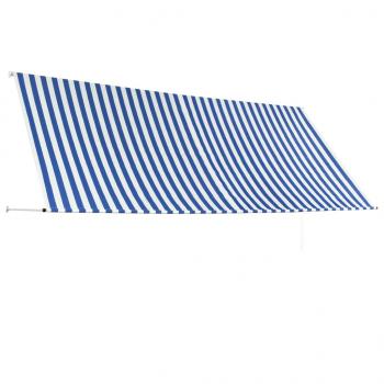 Einziehbare Markise 350 x 150 cm Blau und Weiß